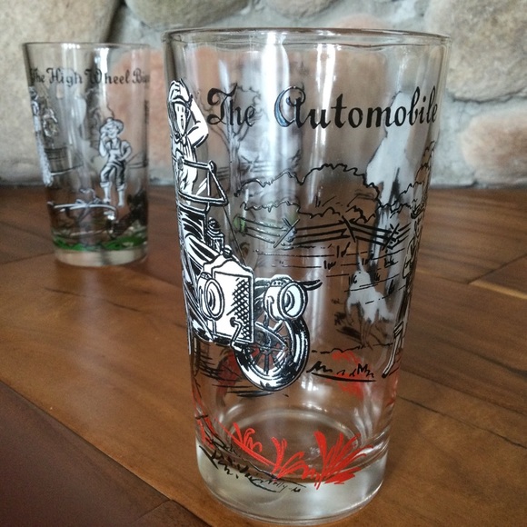 Vintage Hazel Atlas Mid Century Transportation Glasses Set of 6 - Picture 5 of 8